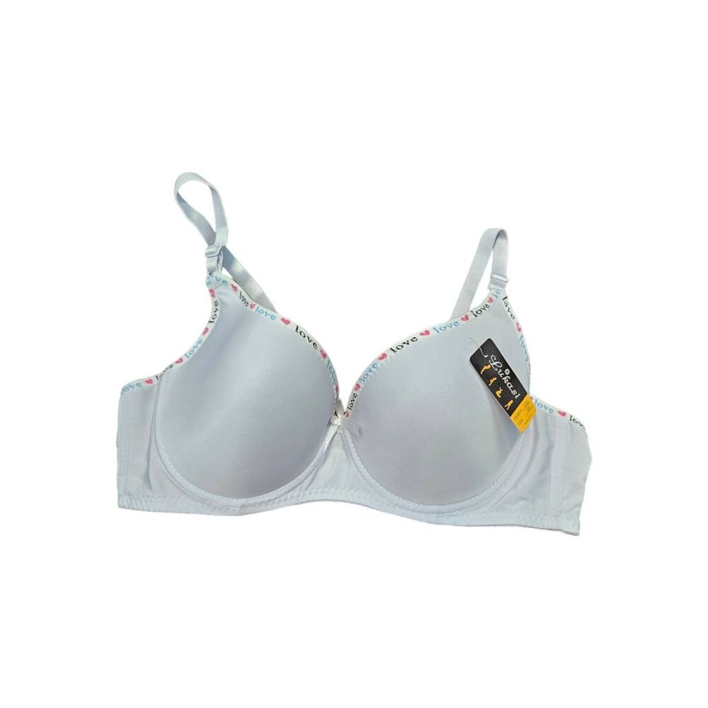 Lukasi White Underwire Bra 42C Love Print Trim NEW TAGS